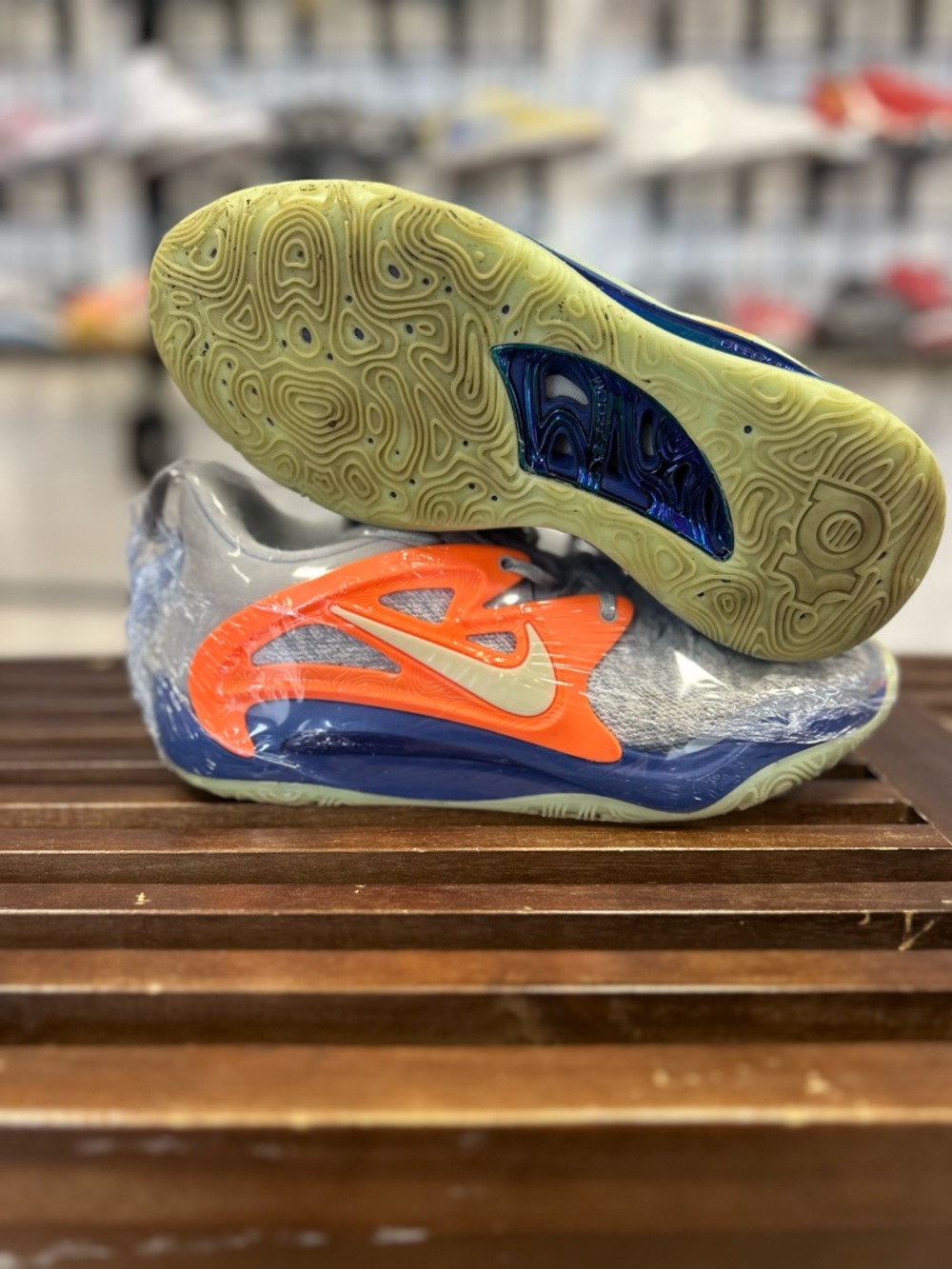 Nike Kids Basketball Sneakers - Gray, Orange, Blue, Pale Green